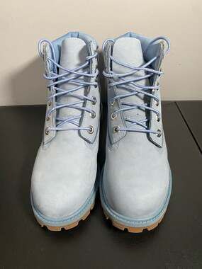 Timberland 6-Inch Premium Light Blue Nubuck Waterproof Boots Kid's Size 5